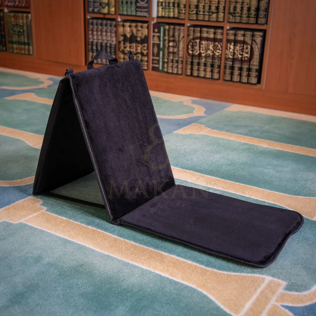 Tapis de prière noir pliable avec dossier - Makan Salat