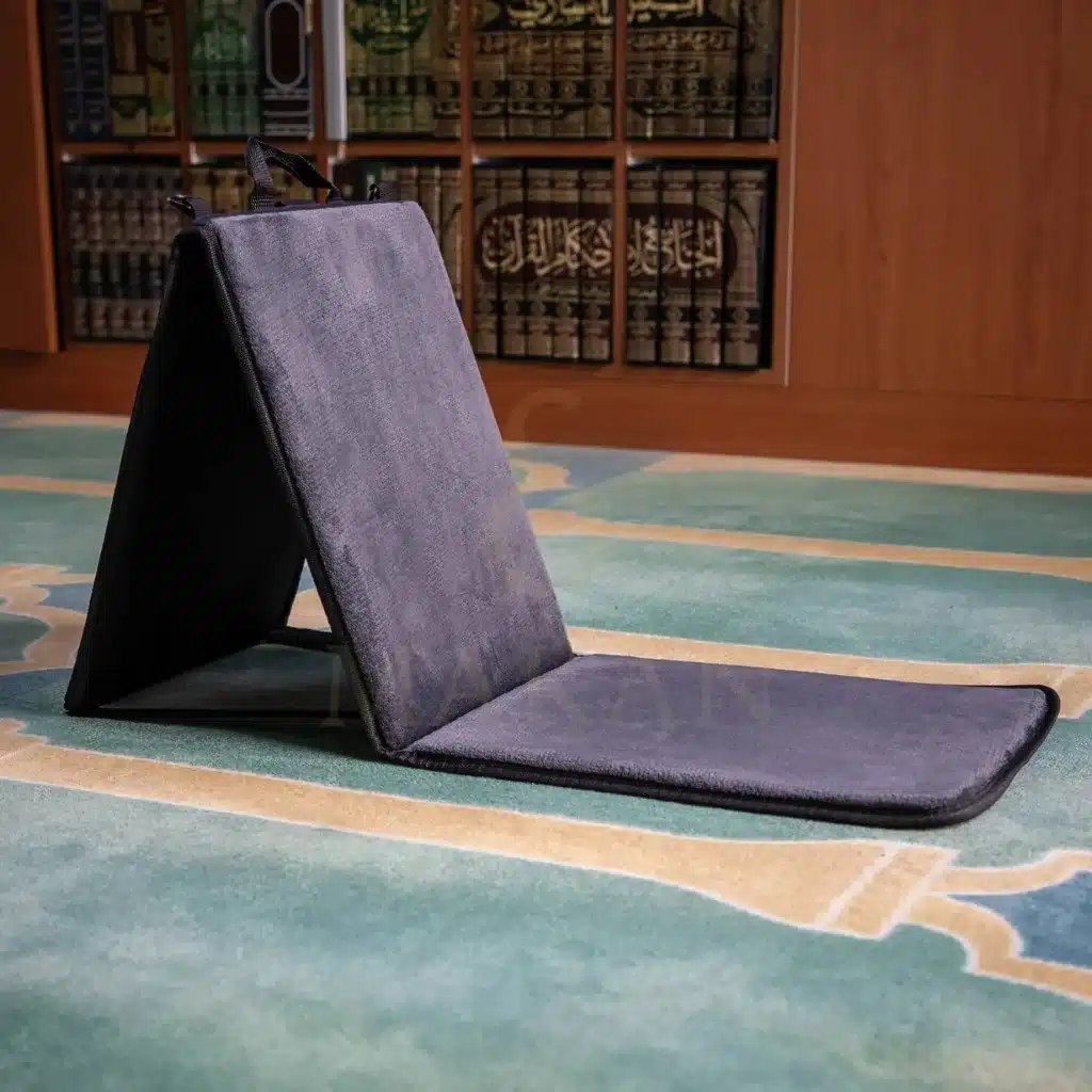 Tapis de prière gris anthracite plié compact